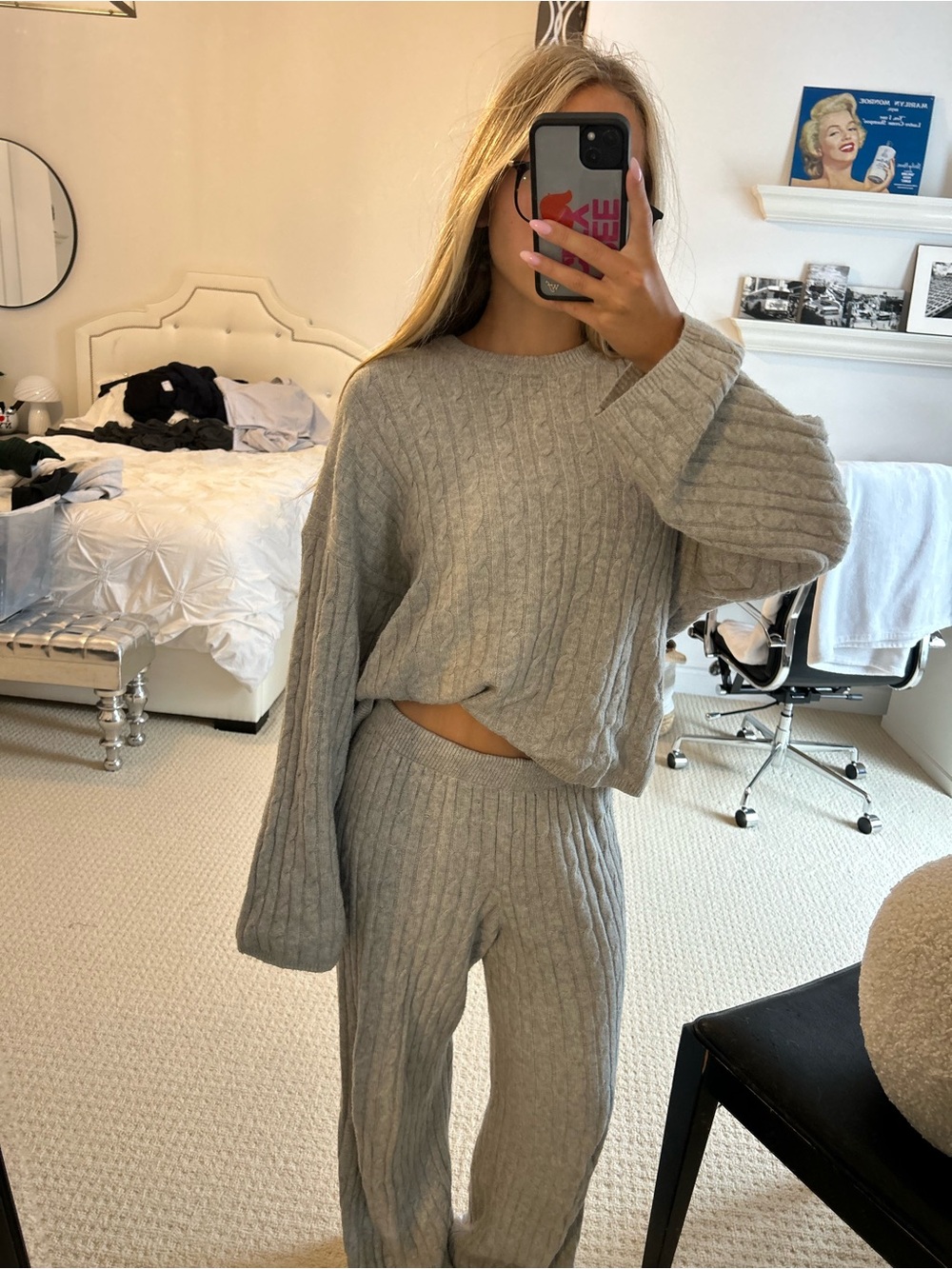 GAP Light Gray Cable Knit Lounge Set